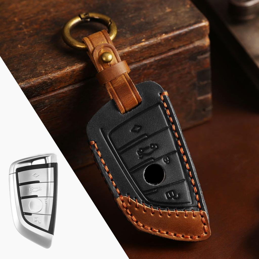 Leather Car Key Fob Case Cover For For Bmw 1 3 5 7 Series X1 X3 X4 X5 F10 F15 F16 F20 F30 F18 F25 M3 M4 E34 Keychain Accessories