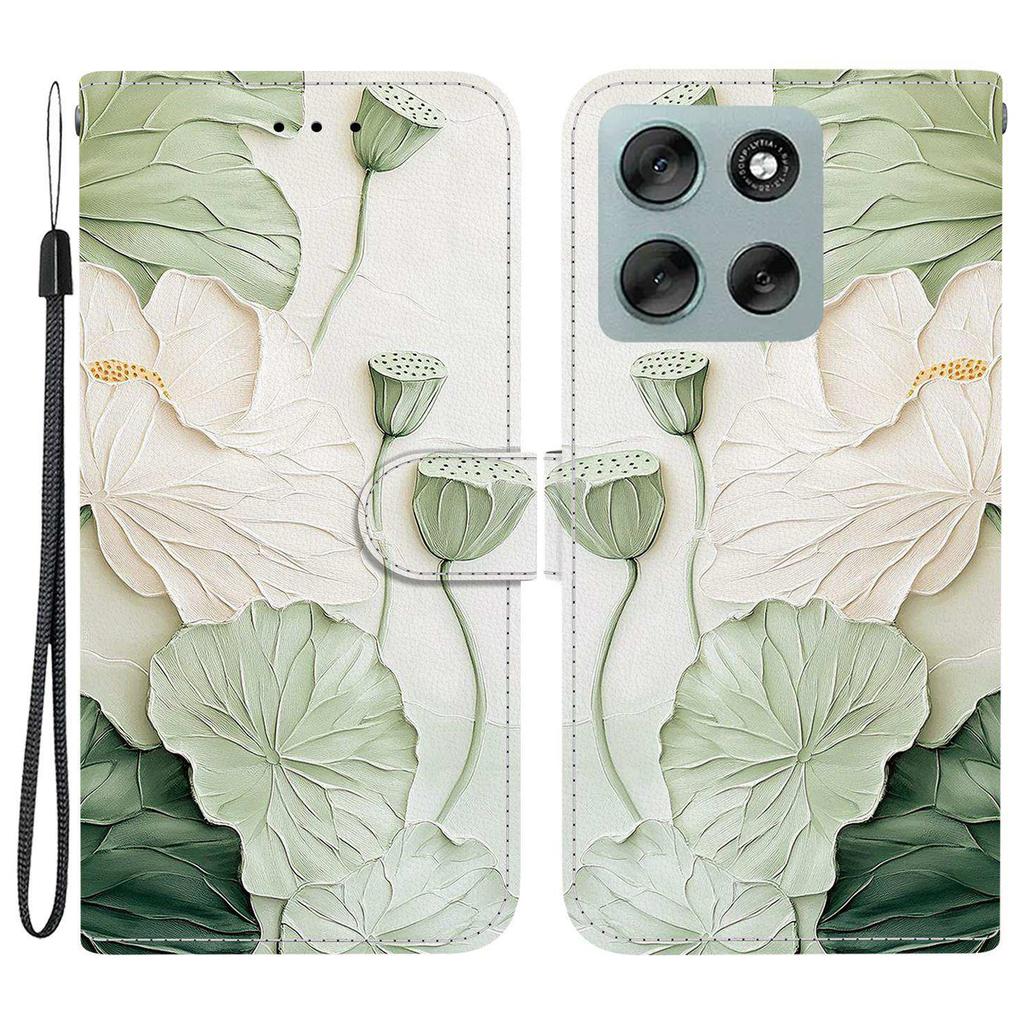 For Motorola Moto G56 5G Wallet Case Pattern Printing Leather Stand Phone Cover with Strap