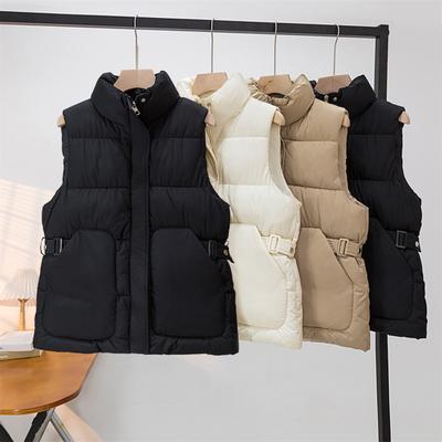 Down Puffer Vest For Women Stand Collar Sleeveless Puffer Jacket