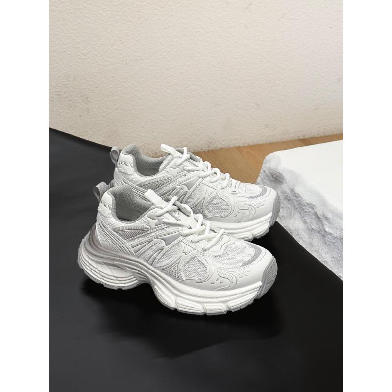 Early spring new casual platform women's shoes breathable double mesh round head women's versatile women's single shoes dad shoes women's tide