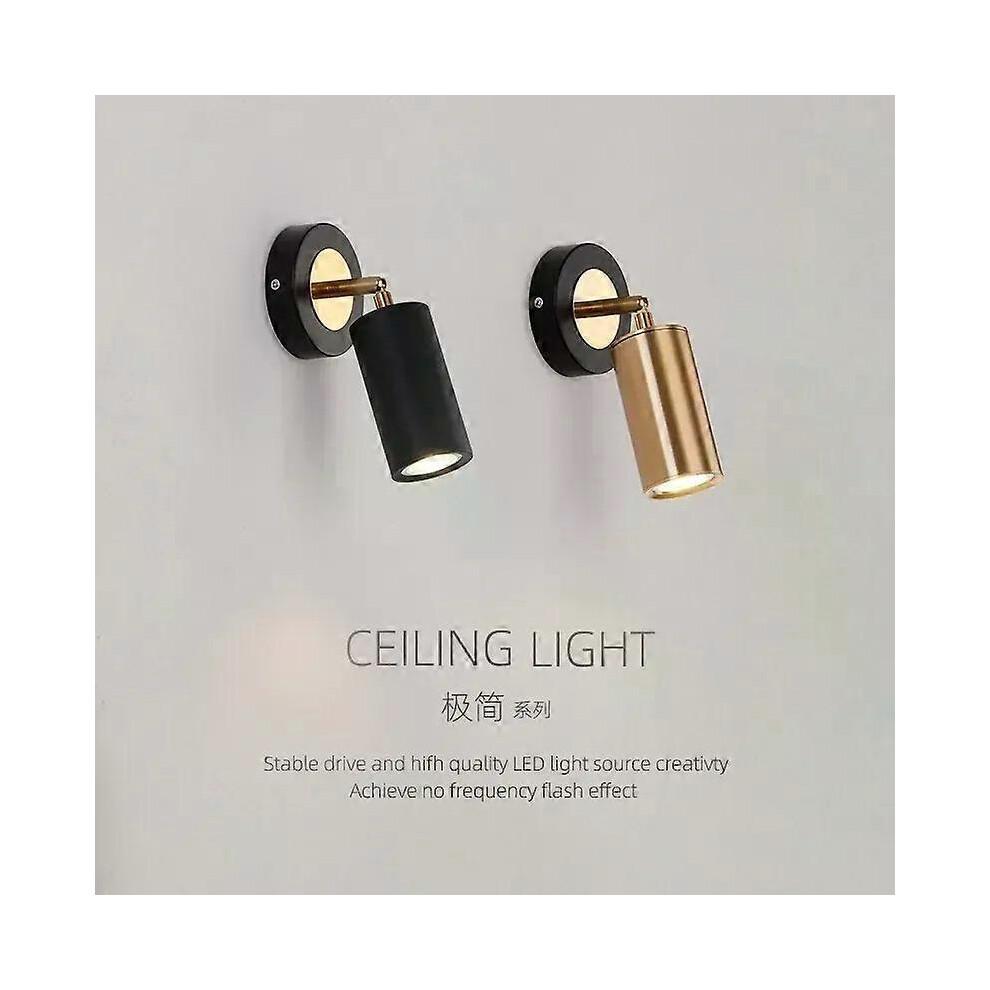 (warm light, Black) Bedside Wall Lamp Reading Light Simple Modern Bedroom Small Spotlights Minimalist Creative Rotating Hotel Corridor Wall Lamp
