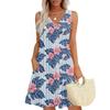 Women's Summer Dresses Loose Fit Printed V Neck Sleeveless Sundresses Beach Hawaiian Dress With Pockets