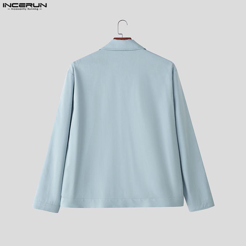 INCERUN Spring Men Casual Lapel Long Sleeve Buttons Up Cargo Jackets Coats