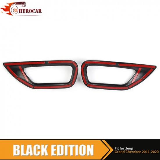 2X Gloss Black Rear Fog Light Lamp Covers For Jeep Grand Cherokee 2011+ Exterior