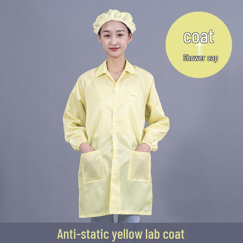 Unisex Striped Antistatic Lab Coat for Dust-Free and Static Protection