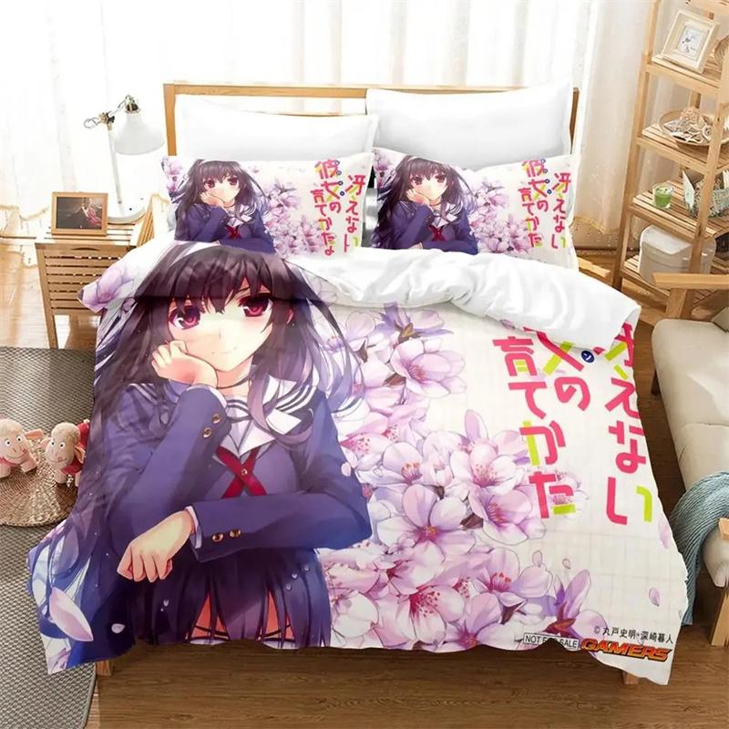 Anime Saenai Heroine No Sodatekata Megumi Kato Bedding Set Boys Girls Twin Queen Size Duvet Cover Pillowcase Bed Kids Adult