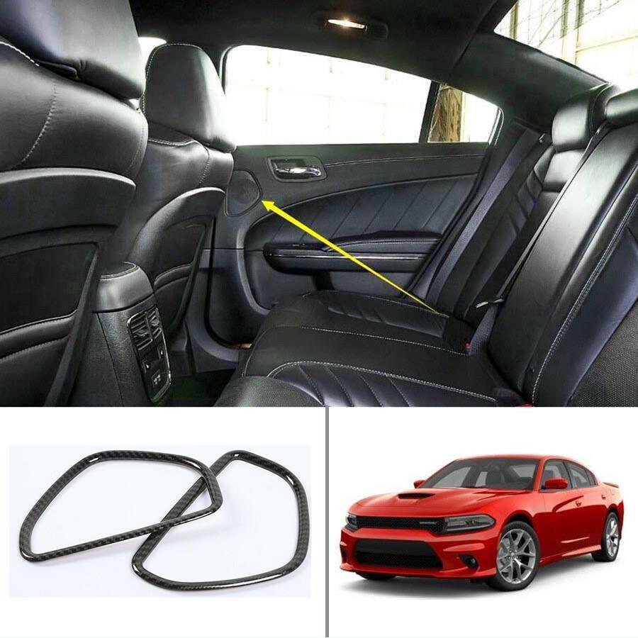 For Dodge Charger 2011-2021 Carbon Fiber Car Rear Door Stereo Speaker Cover Trim