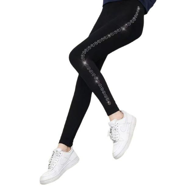 Seitliche heiße Diamanten, große Größe, Leggings für Damen, nahtlose Pull-Up-Hose, integrierte Hose, Oberbekleidung, warm und Fleece-Basis, Neun-Punkte