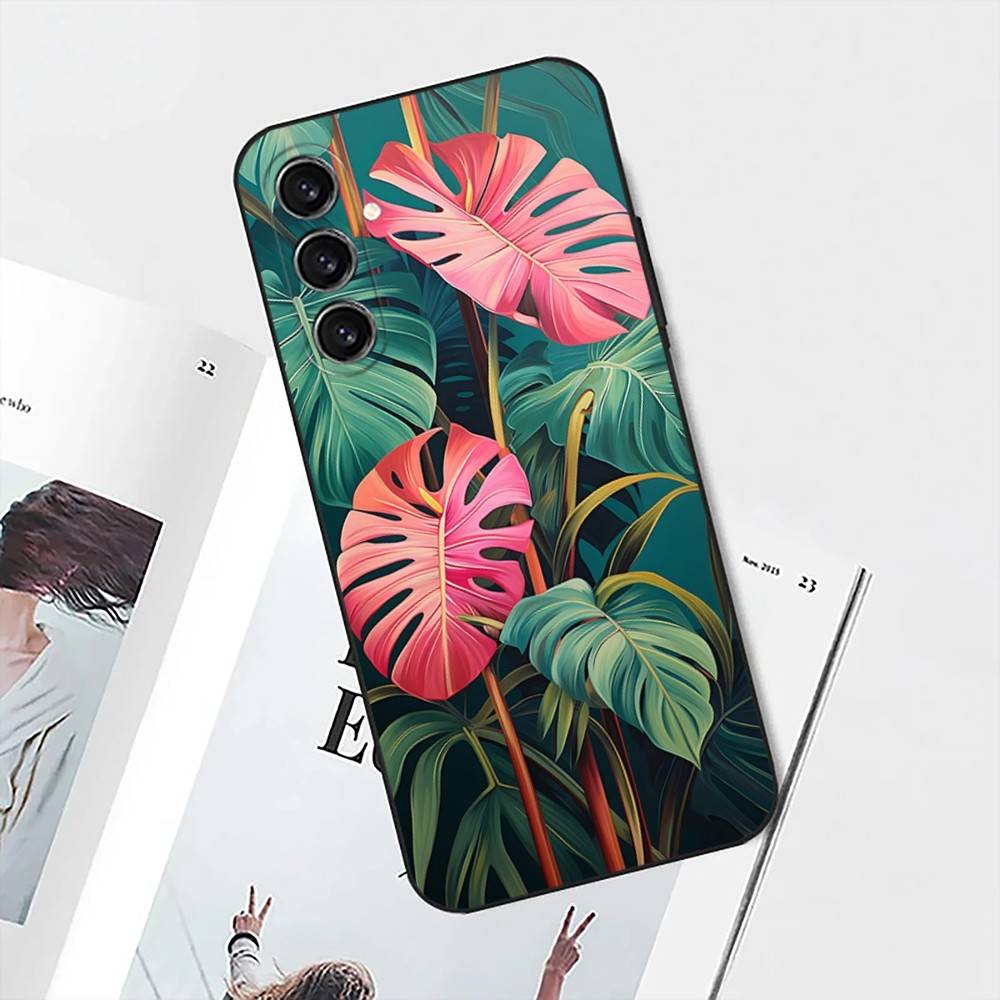 Summer Tropical Plants Phone Case For Samsung S25,S24,S21,S22,S23,S30,Ultra,S20,Plus,Fe,Lite,Note,10 Black Soft Shell