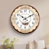 Retro solid wood wall clock, living room home fashion wall-mounted timepiece, round high-end silent wall-mounted watch