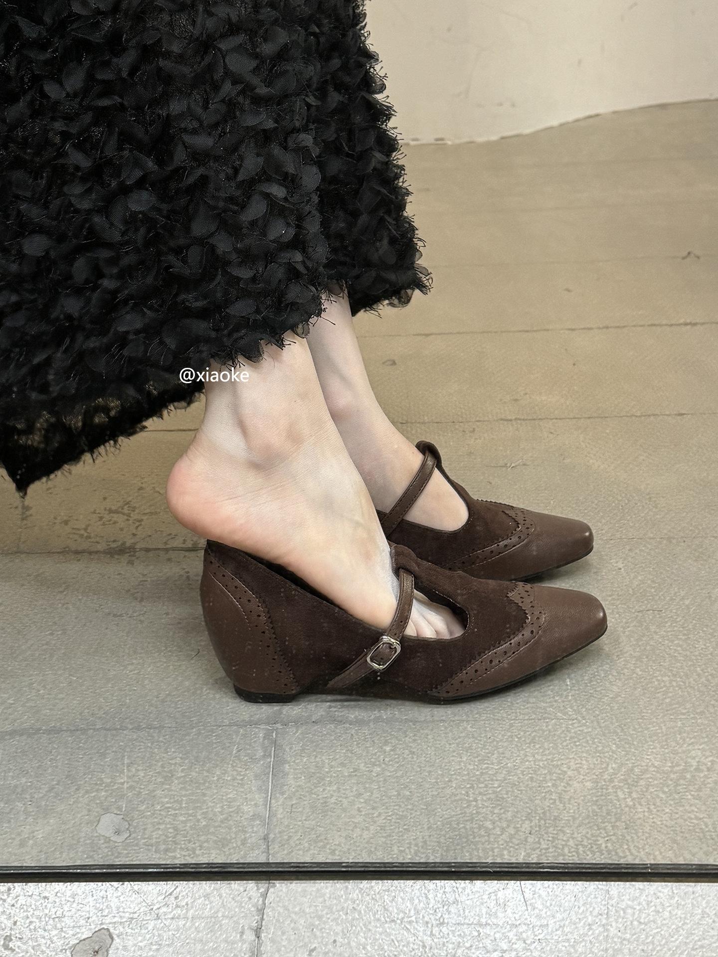

French retro suede woven inner height increase Mary Jane shoes women s shoes 2025 autumn Korean version platform single shoes small leather shoes 40