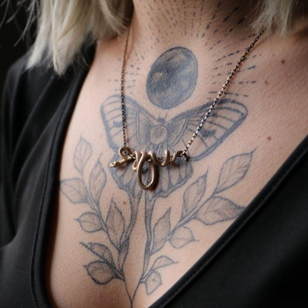 18K Gold Snake-Shaped Wrap Necklace with Color-Retention Copper Charm