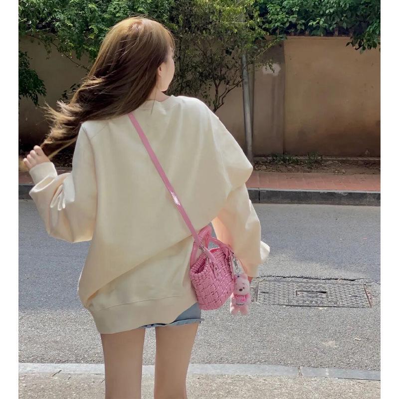 2025 Women's Loose Plus Size Fleece-Lined Sweatshirt - Versatile Spring & Autumn Petite Round Neck Hot Seller Top