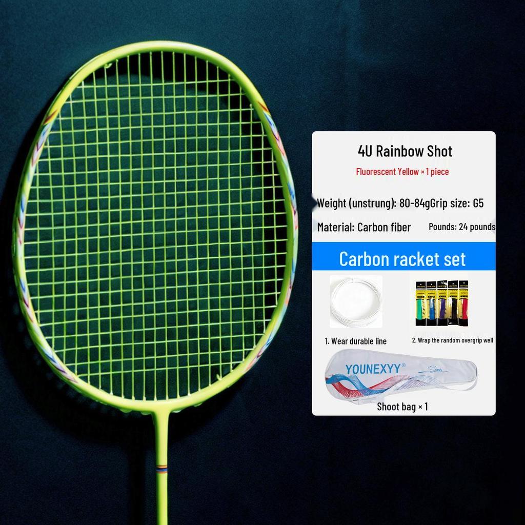 Full Carbon Fiber Badminton Racket Set for Men and Women - Durable, Lightweight, Offensive & Defensive, Professional Adult Singles & Doubles Play