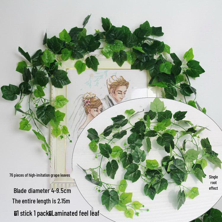 Large Grape Leaf Vine Decoration - Fake Fruit String for Wall, Ceiling, or Pipe with Green Tree Leaves