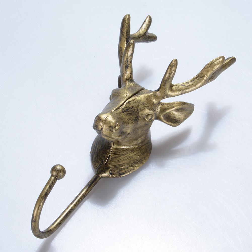 Bronze Deer Wall Mount Coat Hooks Shabby Chic Metal Deer Head Hanger Decor Single Hook Decorative Gift System default#0