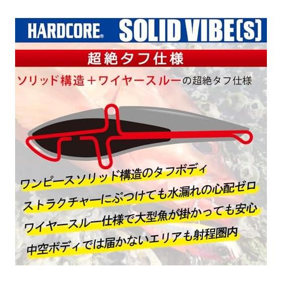 DUEL Hardcore Solid Vibe (S) Vibration (Seabass/Rockfish) 55-85mm 15-35g Root-avoiding Solid Body Lure Wire-through Structure