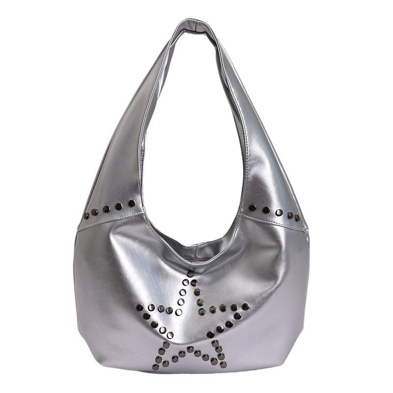 Korean Style INS Minimalist Retro Star Rivet Crossbody Bag Large Capacity Women's Shoulder Bag Versatile Handbag