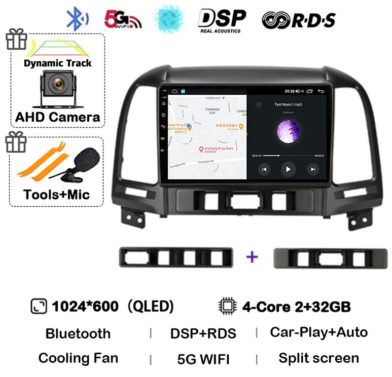

Android 14 Carplay Автомагнитола для Hyundai Santa Fe 2 2006-2012 4G+WIFI Мультимедийный Плеер GPS 2Din Автомагнитола Стерео Головное Устройство