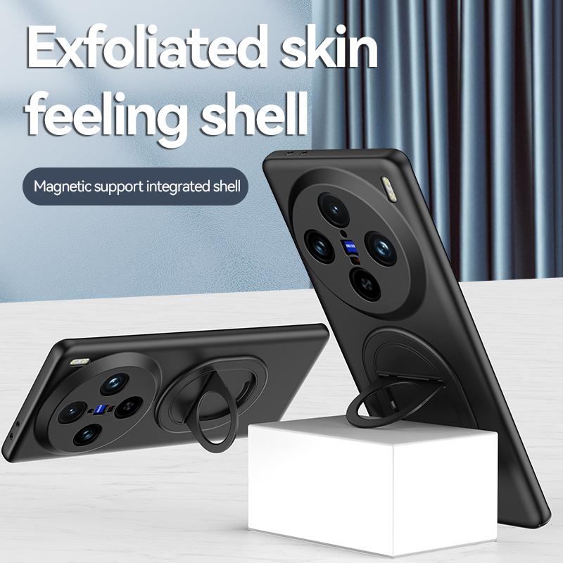 KEYSION Shockproof Case for VIVO X100 Pro 5G X90 X80 Matte Hard Plastic Ring Stand Phone Back Cover for VIVO X90 Pro+ X80 Pro 5G