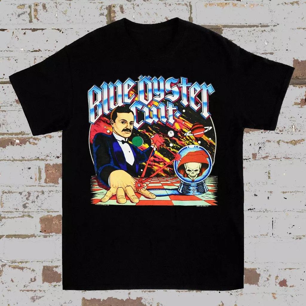 Unisex Shirt Cotton Oversize Large Size Blue Oyster Cult Short Sleeve Cotton Black