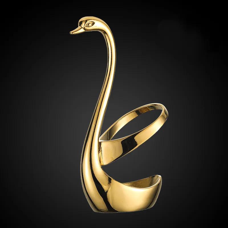 304 Stainless Steel Fruit Fork Cake Mooncake Fork Dessert Coffee Spoon Swan Shaped Base Combination Fruit Tableware Set YLE531