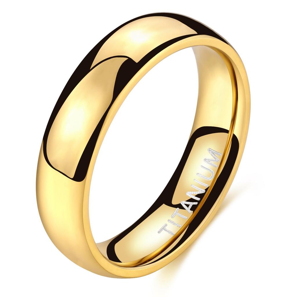 18K Gold-Plated Titanium Steel Couples' Ring Set – Colorfast Wedding Bands for Men and Women