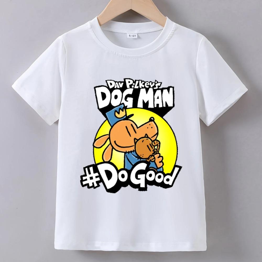 Dog Man Anime T-Shirt für Kinder Jungen Cartoon Sommer Kurzarm T-Shirt Dogman Oberteile Y2k Kleinkind Mädchen T-Shirts Camiseta Kinderkleidung