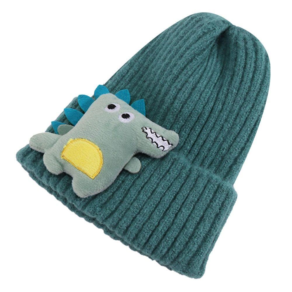 Winter Cute Kids Hats Handmade Thick Warm Soft Beanie Ear Warmer Knitted Cap Dinosaur Shape