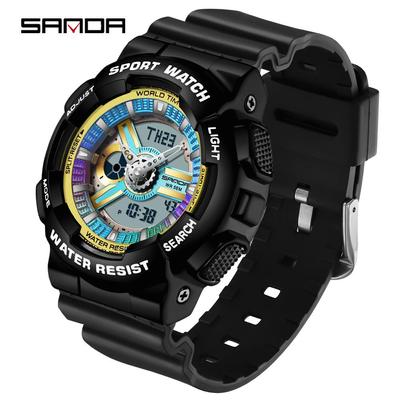 SANDA New Couple 9004/3137 Fantasy Bunte Herren- und Damenuhr Modetrend Dual Display Outdoor Nachtlichtuhr