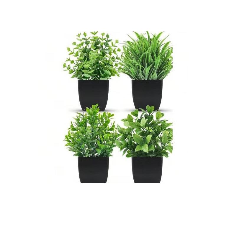 4 Pack Fake Plants Mini Artificial Greenery Potted Plants for Home Decor Indoor Office Table Room Farmhouse Bathroom Decor