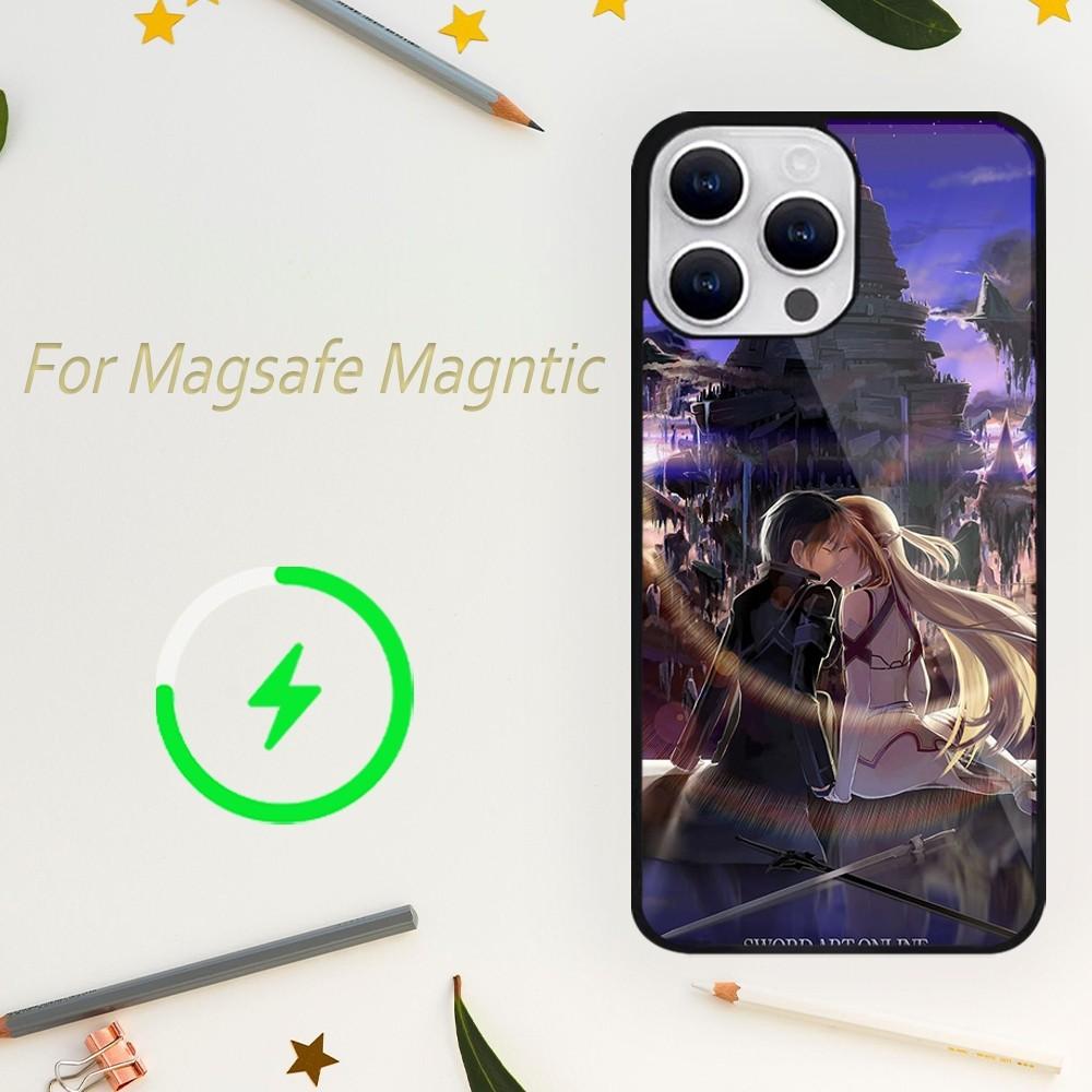 Bilibili Sword Art Online Anime Phone Case For iPhone 15 14 13 12 11 Plus Pro Max Magsafe Magnetic Wireless Charging