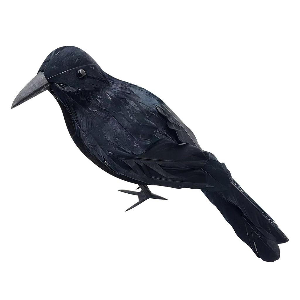 Realistic Halloween Decorations, Lifesize Black Feathered Crow For Home Garden Yard Decor, Artificial Bird Simulation Crow Halloween Party Props