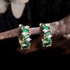 Elegant Female White Blue Green Rainbow Zircon Hoop Earrings Trendy Fashion Gold Color Wedding Jewelry For Women