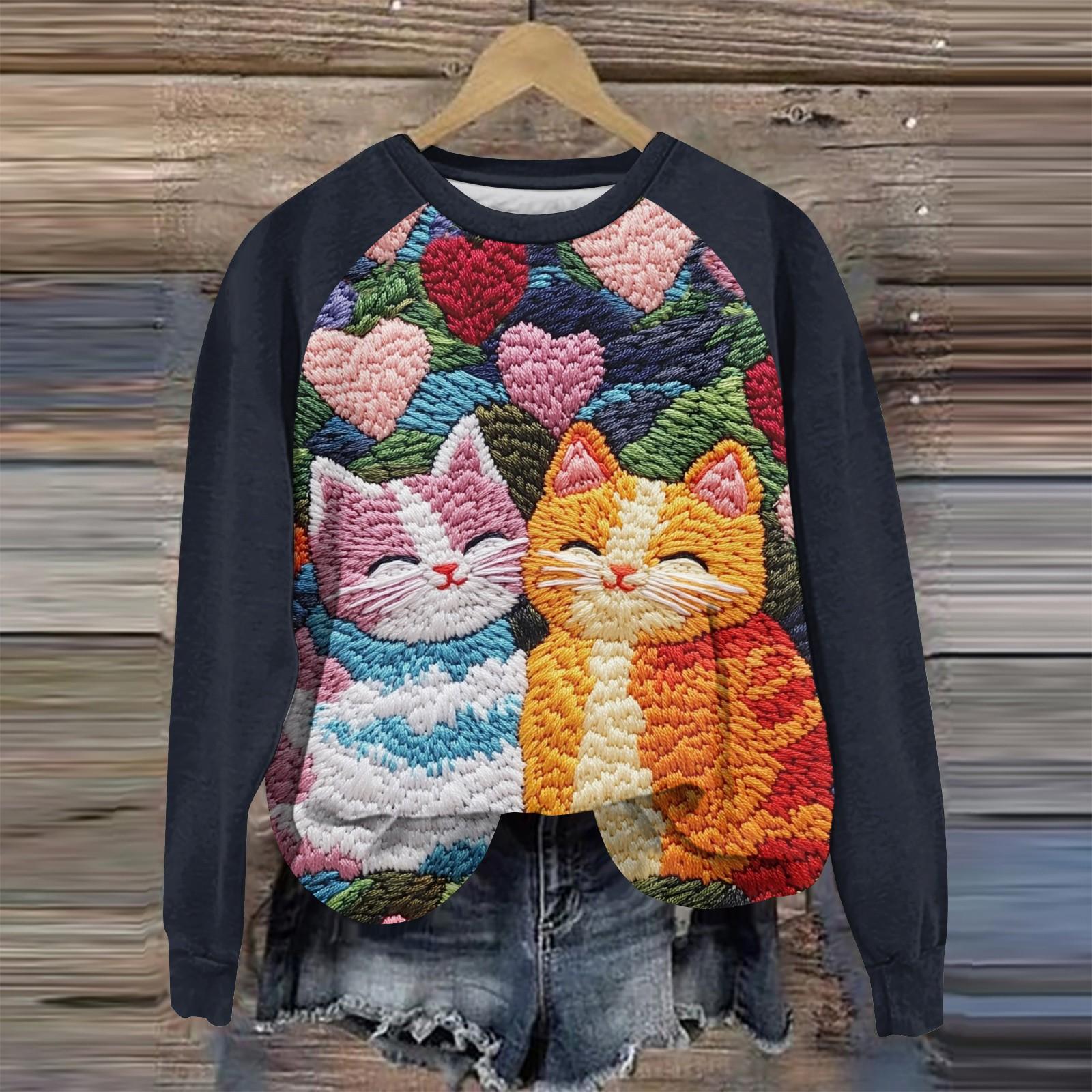 

Жіноча повсякденна модна графічна друкована вінтажна повсякденна принтом з довгим рукавом і круглим вирізом пуловер верхня блуза XL жовтий