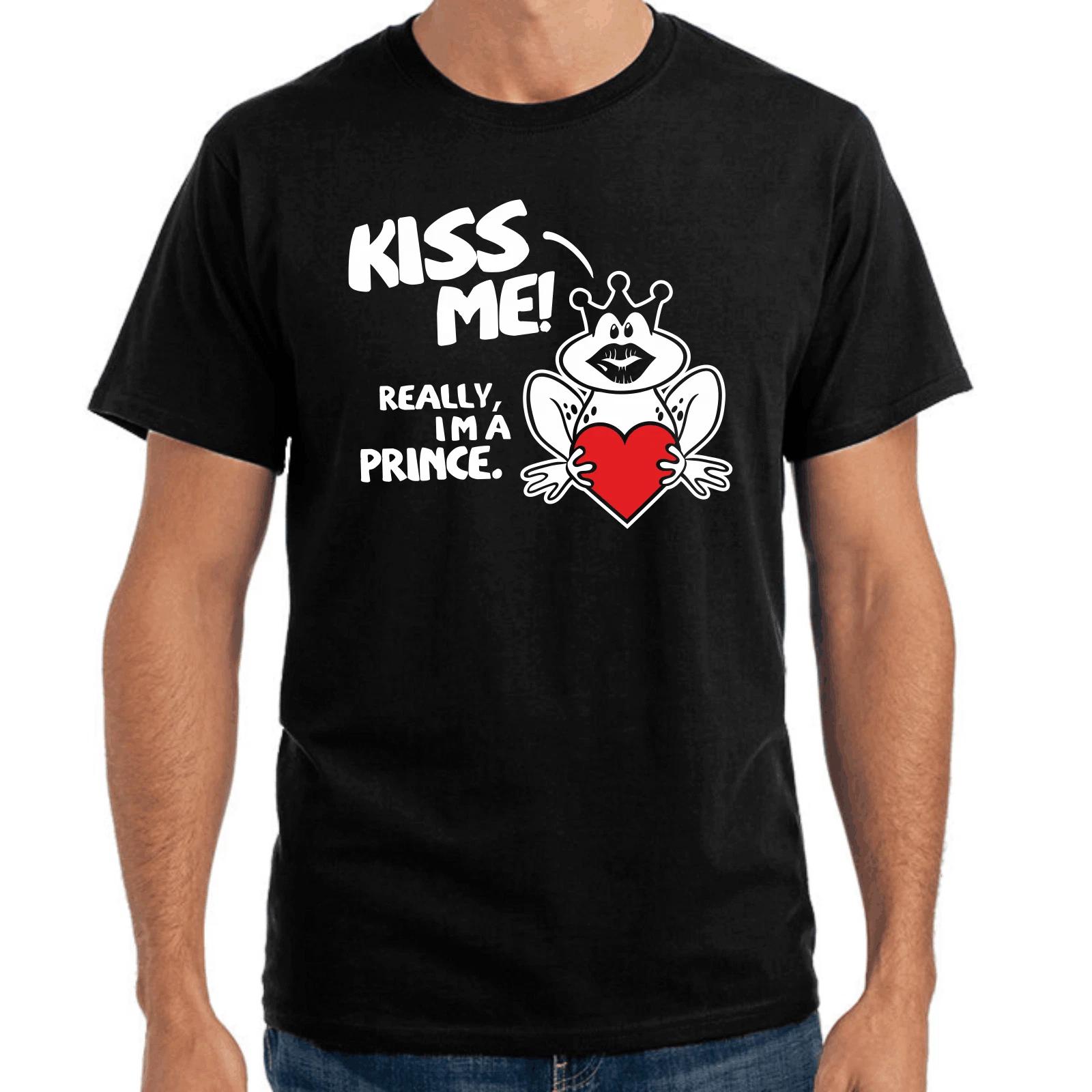Men s and Women s T-shirts Kiss Me Really I M A Prince Frog Prince Patter Comedy Funny Fun XL