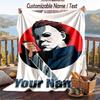 Custom Text Flannel Throw Blanket, Lightweight Cozy Bed Sofa BlanketHalloween Michael Myers