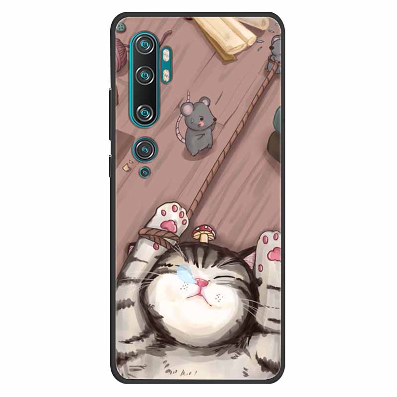 For Xiaomi Mi Note 10 Case Silicone Soft Owl Lion TPU Fashion Back Cover For Xiaomi Mi Note10 Cases Protective Printed Covers