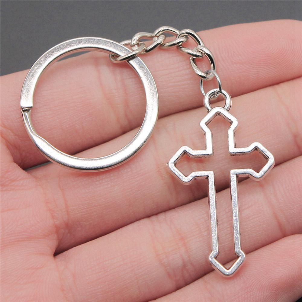 Cross Religious Amulet Keychain for Family Trendy Cute Fathers Day Gift Streetwear Key Organizer