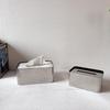 Modern Luxury Stainless Steel & Horsehair Tissue Box - Elegant Pull-Type Design for Living Room or Coffee Table Decor.