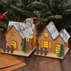 LED Wooden Christmas Decorations House Village Unfinished Xmas Snow House DIY Wood Chalet Tree Ornaments Nativity Table Ornament