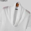 INCERUN Men Cowl Neck Short Sleeve Slim Fit Muslce Mesh T-Shirts
