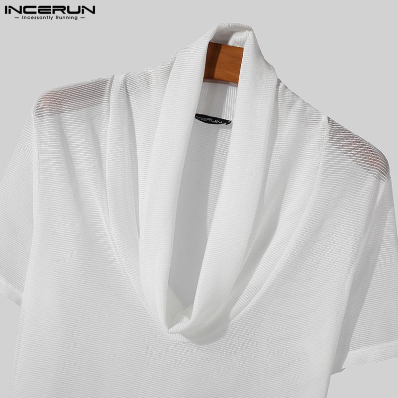 INCERUN Pánská trička Slim Fit Muslce Mesh s krátkým rukávem