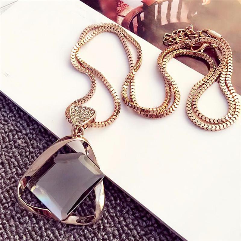 Geometry Pendant Necklace Sweater Long Chain Necklace Jewelry