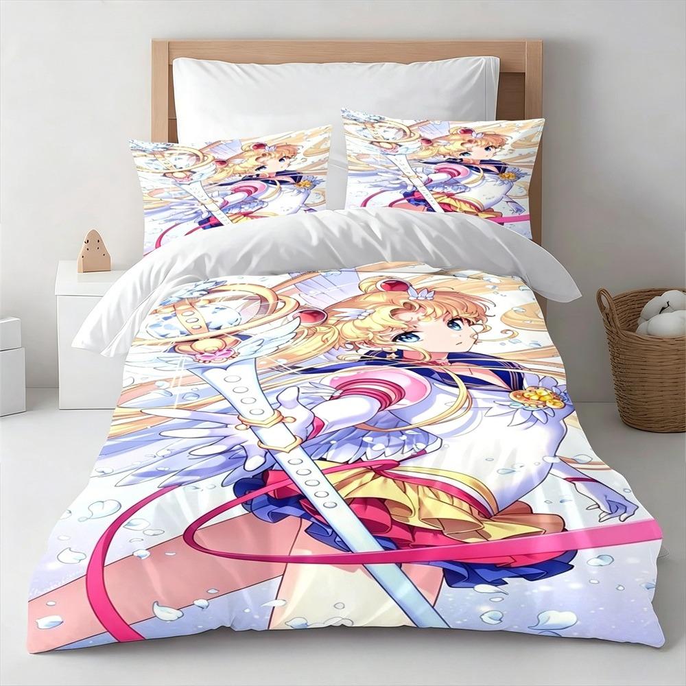 Sailor Moon Bedding Set Anime Duvet Cover Polyester Soft Comforter Cover Twin Full Queen King
