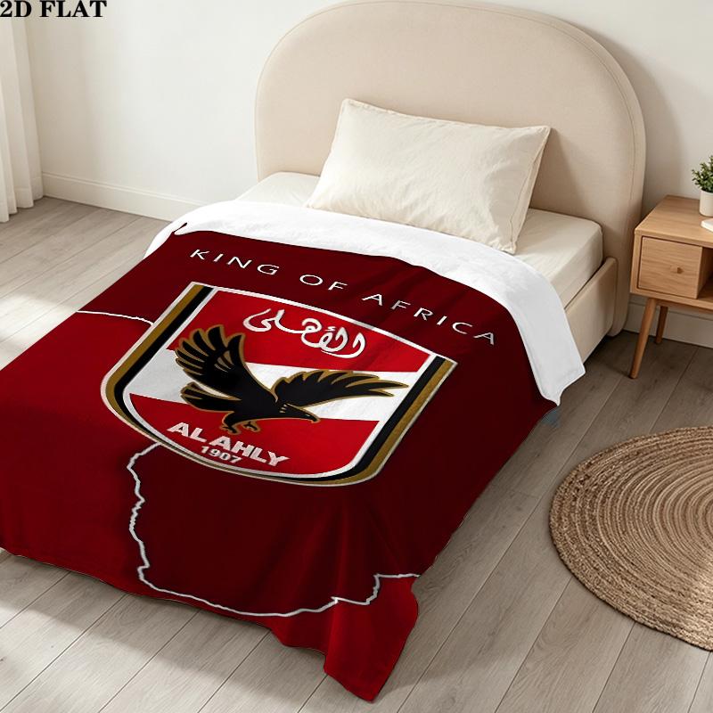 1PC Alahly Patterned Flannel Blanket Suitable For All Seasons For Home Decor Warmth And Comfort Gifts Holiday Present