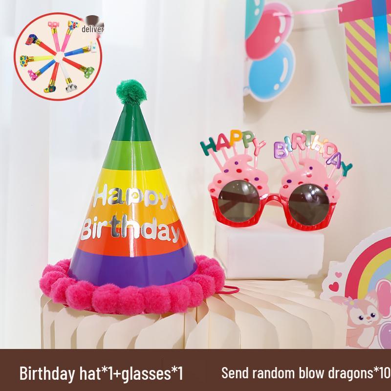 First Birthday Girl Photo Props Set: Hat, Glasses, and Creative Decorations