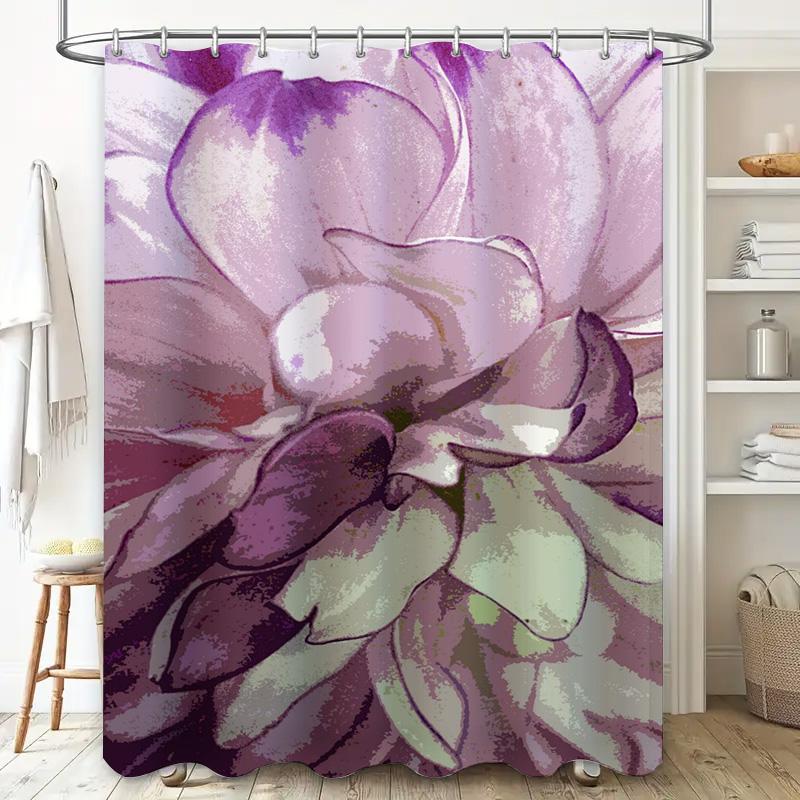 Vibrant Bloom Shower Curtain Lavender Floral Design for Bathroom Decorations.