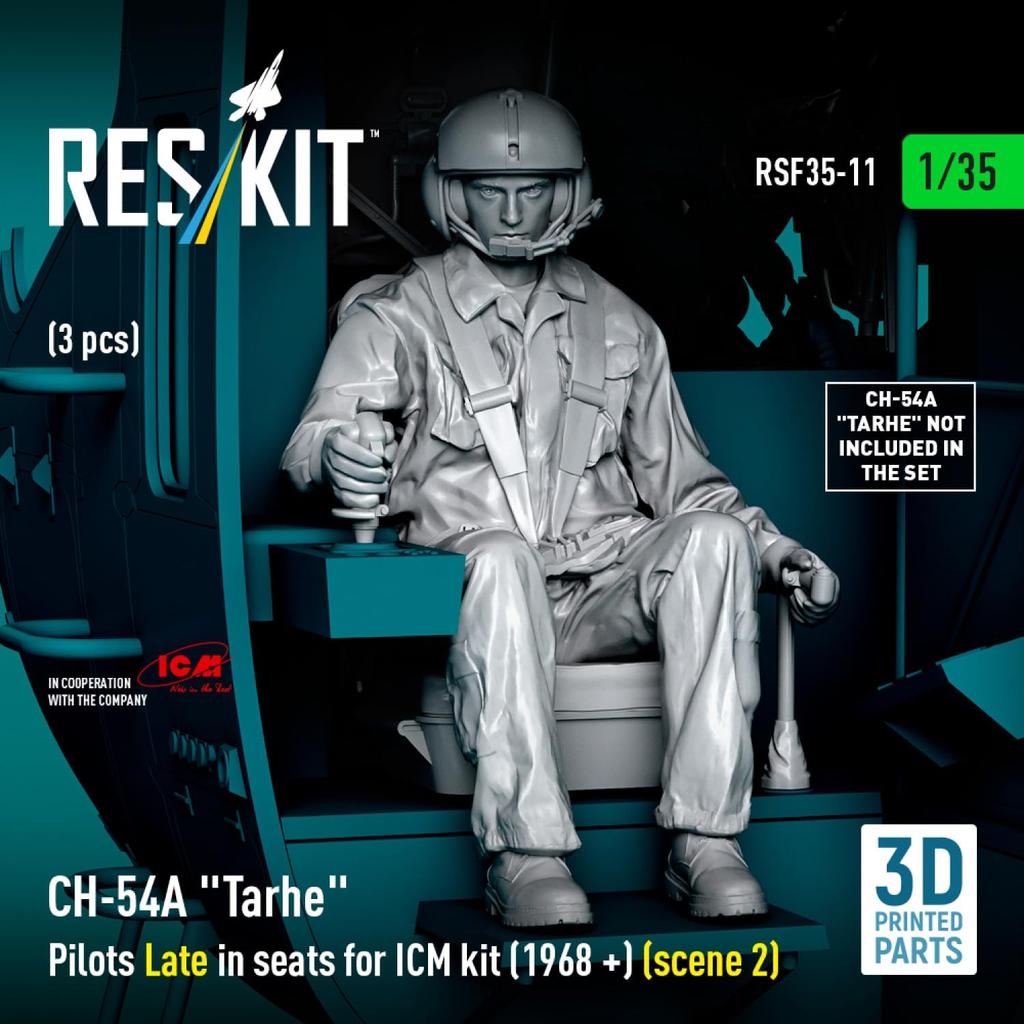 Reskit Tarhe Crew Late 3 Pieces Plastic Model Parts 1/35 CH-54A w/Seat 1968- (for ICM) RSKF35-0011 (Airplane)