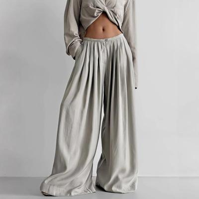 Lazy Casual Loose Pleated Wide-leg Pants Spring European and American Women's Clothing Fashion Temperament Wide-leg Pants